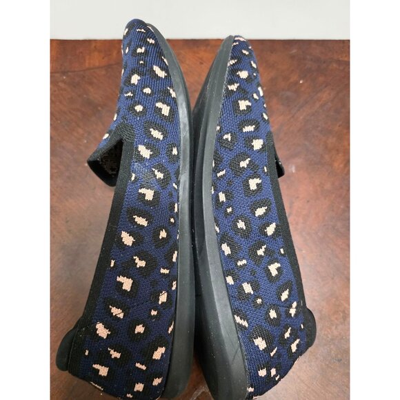 Clarks Women's Slip-On Knit Leopard Print Shoes Navy & Cream Size 11 - Picture 6 of 10